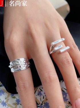 镂空爱心戒指女宽边时尚线条缠绕