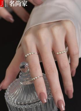 ins文艺气质仿珍珠戒指女复古