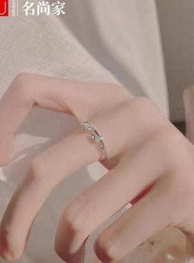 925镀银银杏叶戒指女小众设计