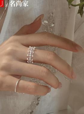 新款蕾丝花边珍珠锆石戒指女百搭