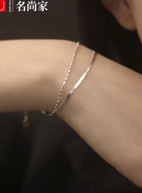 925镀银扁蛇骨链双层手链女手饰