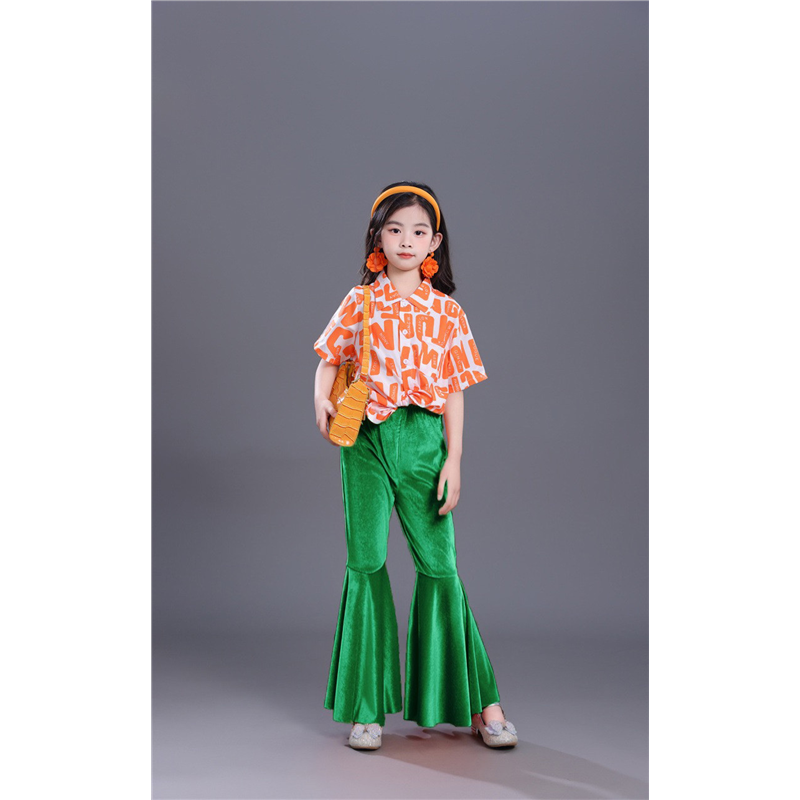 服走秀花年代演出服女童幼儿8090衬衫复古喇叭裤港风舞蹈套装儿童,淘宝优惠券,粉丝福利购,淘宝优惠卷