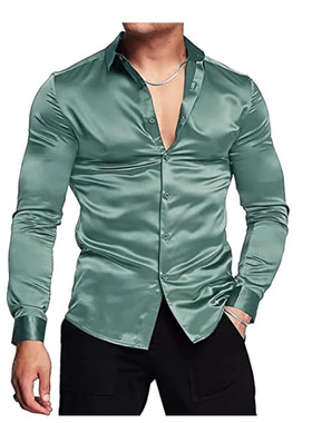 Fashionable Men's Shiny Solid Color Prom Shirt时尚男舞会衬衫