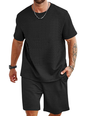 Simple short-sleeve and shorts loose men's set  宽松男士套装