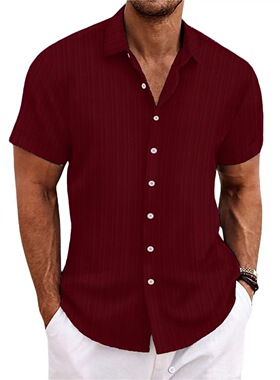 New men's striped casual short-sleeve shirt 条纹休闲短袖衬衫