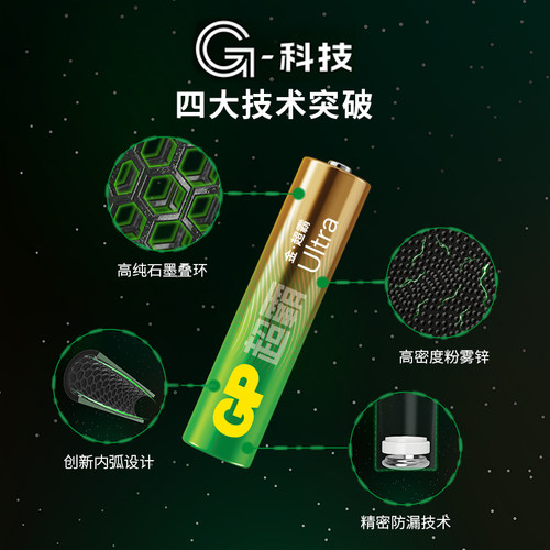 GP超霸碱性电池5号7号五号七号耐用智能锁专用指纹锁空调遥控器剃须刀玩具鼠标键盘1.5V电压AA干电池 - 图2