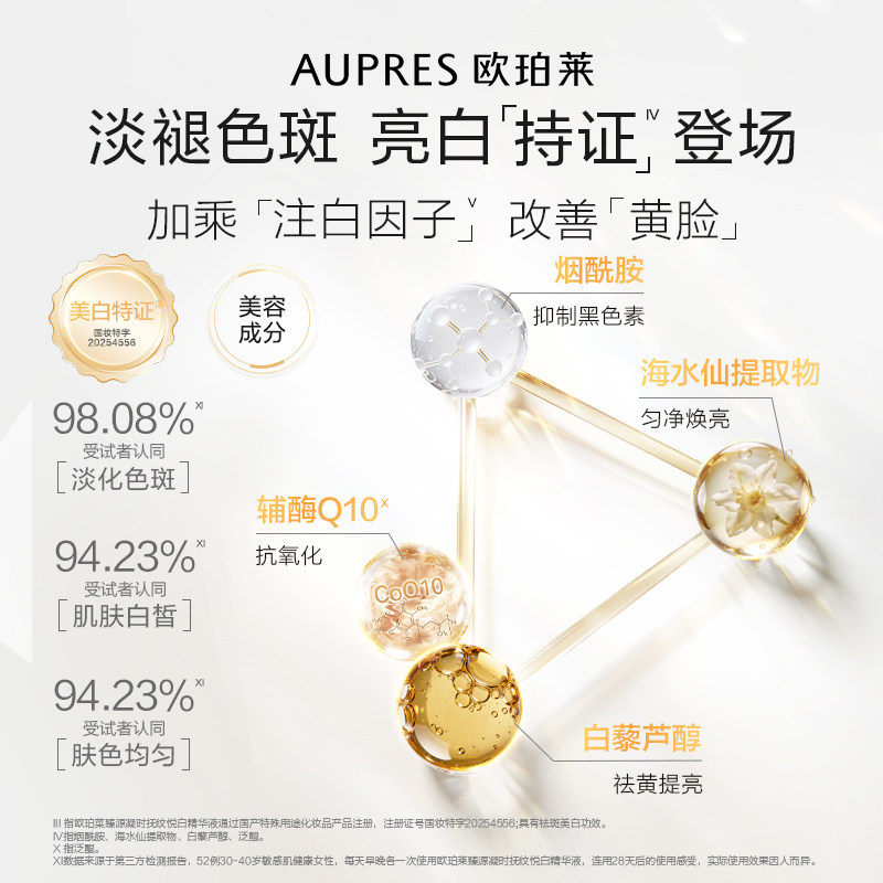 [明星徐洁儿]欧珀莱臻源抚纹闪白瓶双萃美白精华祛黄淡斑抗皱紧致