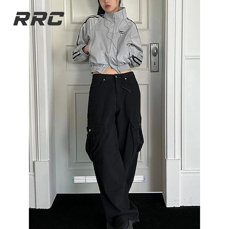 RRC 新款银灰美式复古夹克辣妹Y2K立领插肩百搭运动短外套女