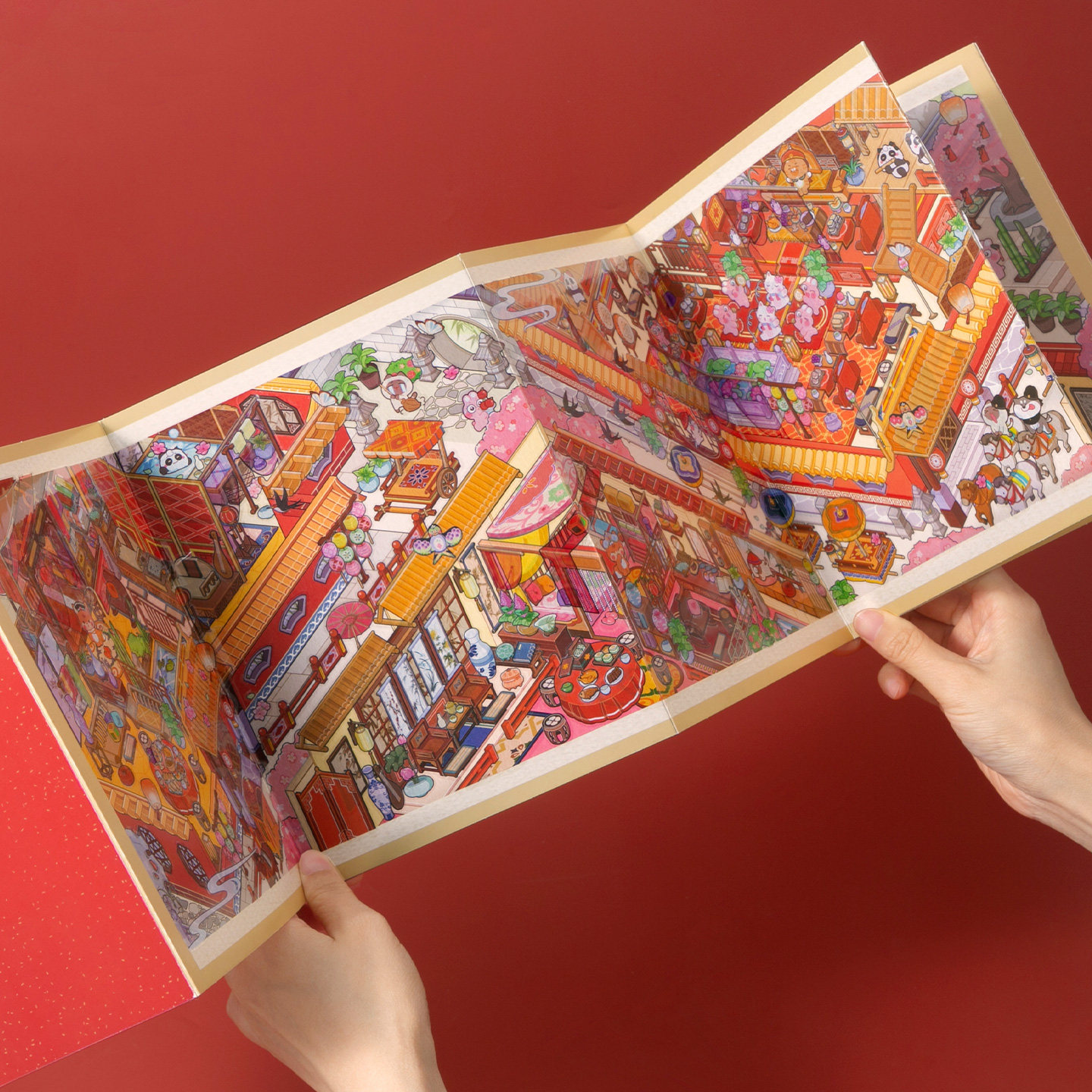 市井小铺集造景贴纸芯陌古风八折系列超长折叠款高难度微缩场景3D立体小屋贴画手帐儿童玩具女孩元旦圣诞礼物,淘宝优惠券,粉丝福利购,淘宝优惠卷