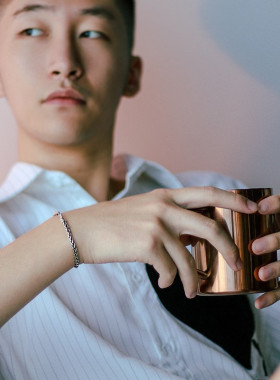 梅卡原创s925纯银龙骨手链男百搭编织情侣手链女个性简约礼物饰品