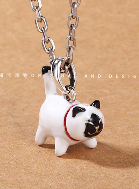 梅卡猫の福音报恩大白猫奶牛猫橘猫s925纯银小猫咪吊坠送女生礼物