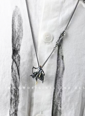 梅卡s925纯银项链吊坠嘻哈摇滚潮海贼王索隆小众个性卡通足银饰品