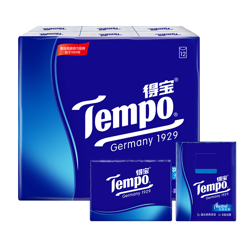 【天天特卖】Tempo得宝天然无香手帕纸4层加厚12小包便携装正品 - 图2