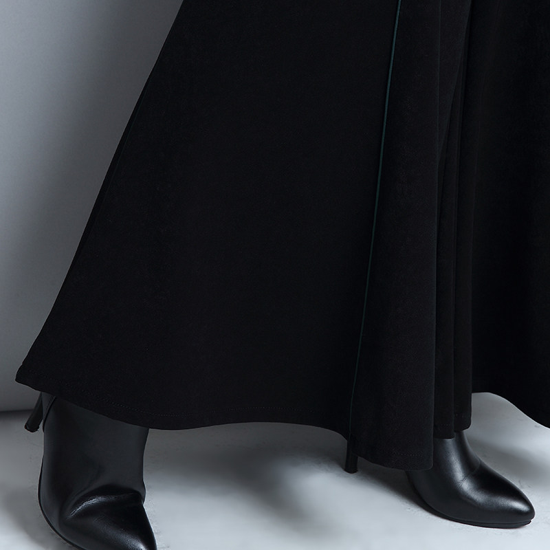 qslz /清水灵籽黑色阔腿裤女休闲裤 清水灵籽休闲裤