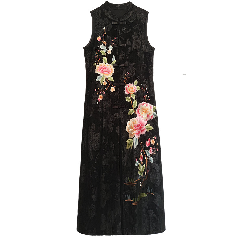 2025年秋季新款新中式过膝长款马甲民族风刺绣马夹坎肩风衣外套女,淘宝优惠券,粉丝福利购,淘宝优惠卷