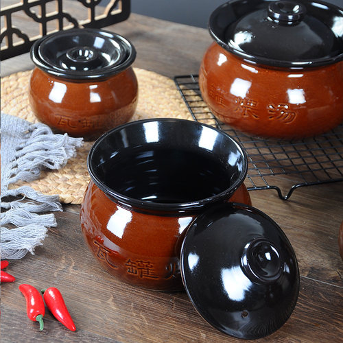 瓦罐汤罐商用南昌煨汤瓦缸民间小坛子陶瓷炖罐煲汤土陶罐老式炖盅 - 图1