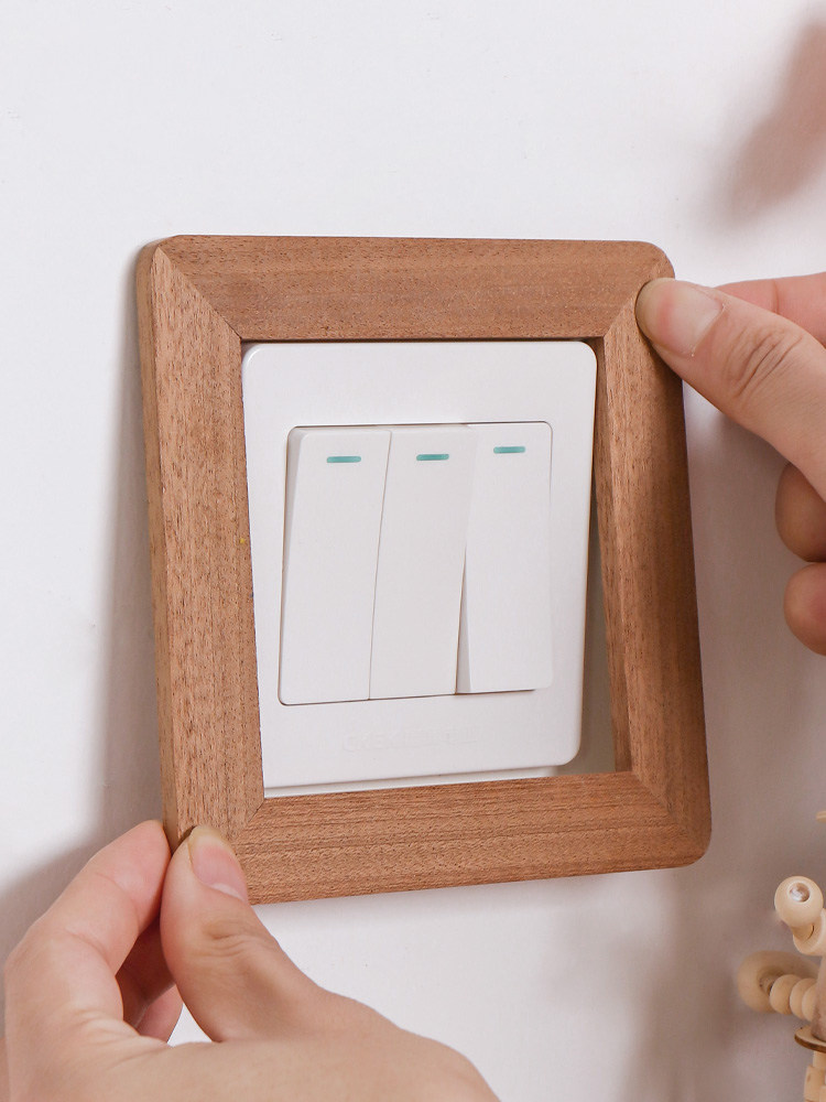 实木开关边框套装饰墙贴遮丑家用墙面防脏现代简约双开插座保护套
