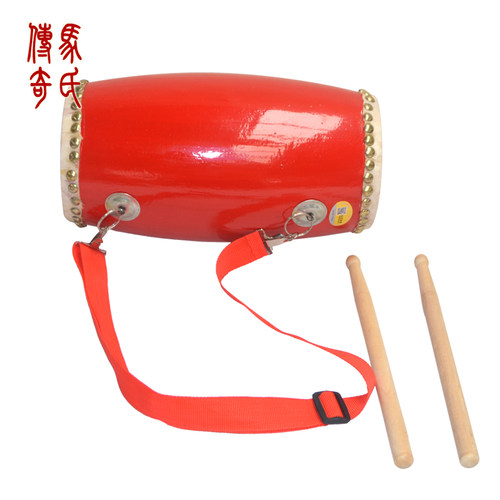 马氏传奇12cm儿童腰鼓头层水牛皮腰鼓舞蹈鼓娃娃秧歌舞蹈腰鼓 - 图1