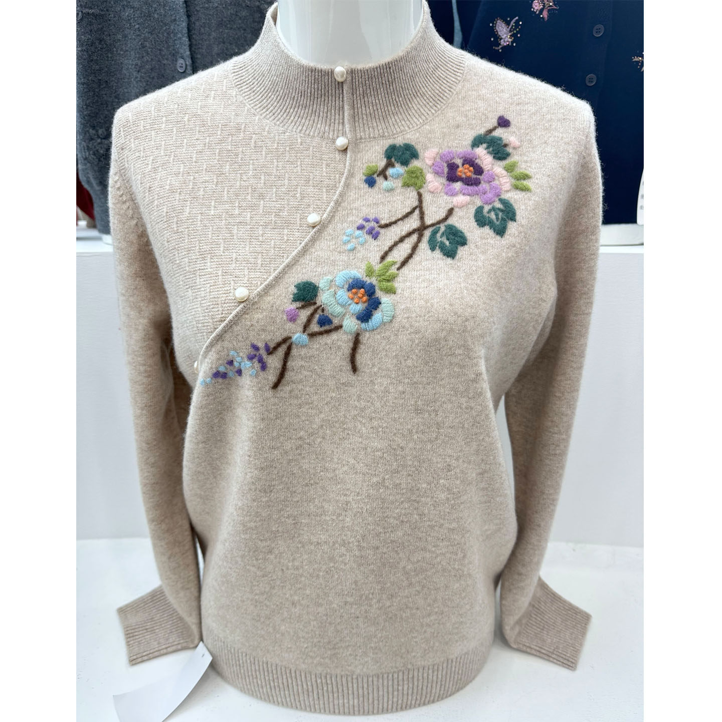 中老年妈妈纯羊毛衫高贵洋气上衣女装针织衫雪豹羊绒衫半高领毛衣,淘宝优惠券,粉丝福利购,淘宝优惠卷