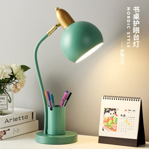 北欧创意笔筒台灯卧室ins 少女床头灯简约护眼书桌学生宿舍插电式 - 图1