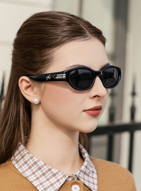 迪士尼新款复古猫眼小脸防晒墨镜