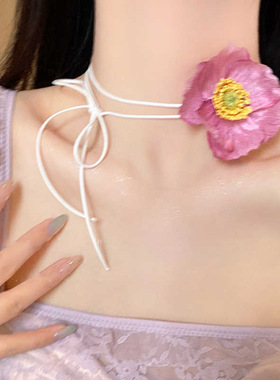 波西米亚度假风花朵项链女春夏超仙氛围感锁骨链小众设计甜美项饰