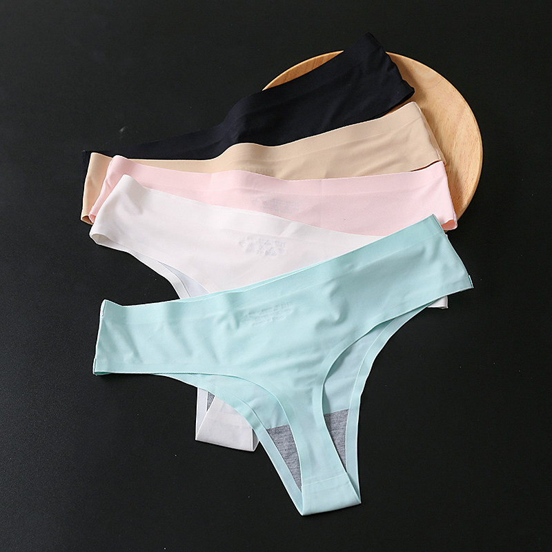 一片式冰丝透气速干性感无痕健身丁字裤女欧美运动瑜伽隐形内裤薄