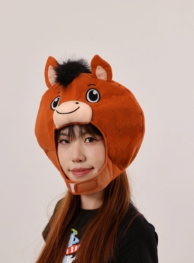 可爱搞怪卡通棕色小毛驴头套帽子儿歌小毛驴校园表演演出拍照道具