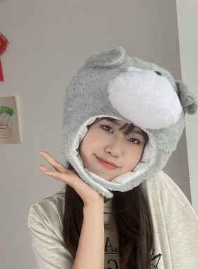 狗头套帽子拍照表演出游甜美可爱