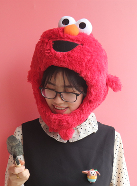 可爱帽子少女心卡通软萌芝麻街