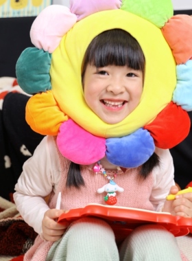 毛绒卡通彩色太阳花花朵造型头套帽子儿童摄影拍照装扮头饰道具