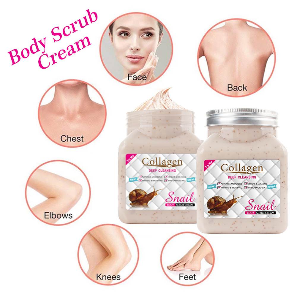 collagen snail body scrub cream keratin蜗牛骨胶原磨砂膏white - 图1