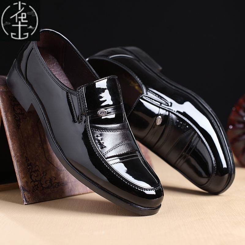 Men Leather Formal Business Shoes Male Office Work Flat Shoe - 图0