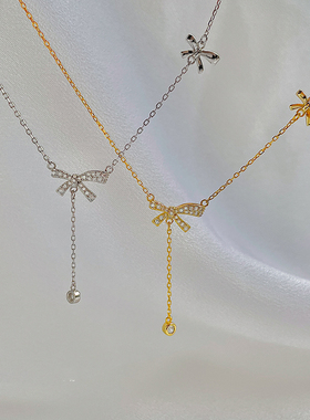 925纯银蝴蝶结项链女2025年新款小众轻奢设计高级感锁骨链