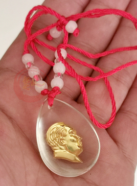 金箔头像水晶包裹吊坠项链