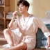 Phiên bản Hàn Quốc của mùa xuân và mùa hè Bộ đồ ngủ bằng lụa mới cho nam mùa hè áo choàng lụa mỏng kích thước lớn áo choàng lụa băng dịch vụ nhà mùa thu - Night Robe