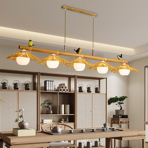 日式竹艺吊灯餐厅吧台前台收银台服装店民宿料理店创意简约灯具 - 图2