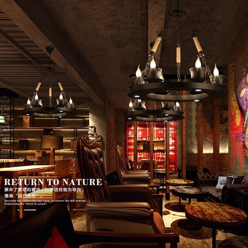 美式乡村工业复古LOFT铁艺吊灯客厅灯仿古酒吧网伽服装店灯餐厅灯 - 图0