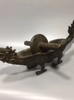 龙头药碾子纯铜古代碾药机古玩中医馆摆件药店仿古老式铜药捻子