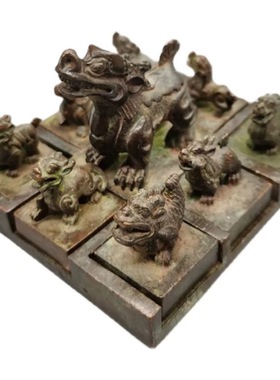 古玩杂项仿古老铜器十二生肖九龙至尊印章摆件老物件收藏铜器篆印