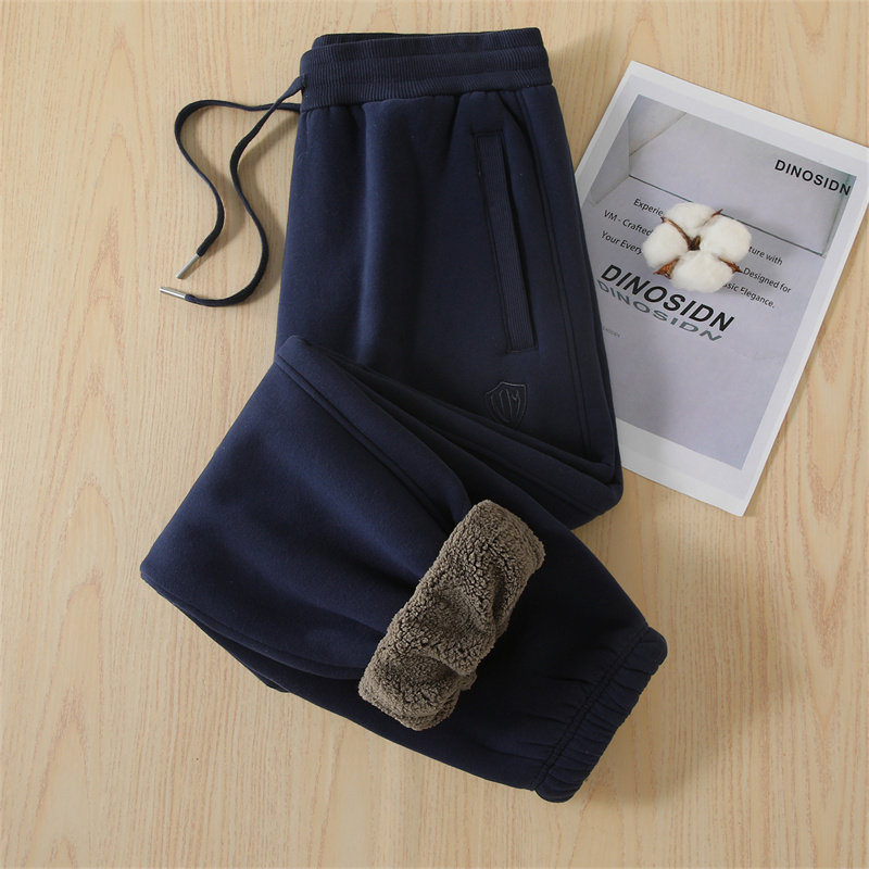 2025新款秋冬季加厚羊羔绒高端简约灰色加绒加厚束口裤宽松休闲裤,淘宝优惠券,粉丝福利购,淘宝优惠卷