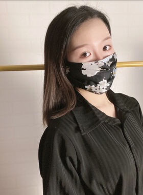 时尚双层仿真丝网红同款防晒面罩