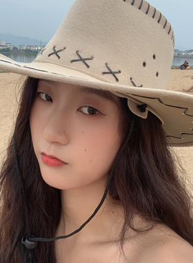 网红街头风西部牛仔帽郑夏荣同款