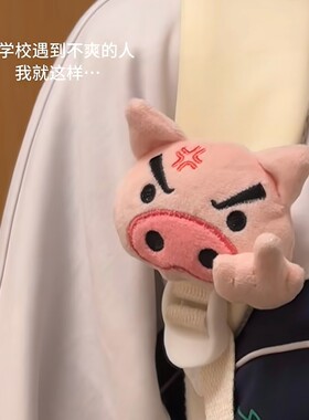 左卫门愤怒小猪毛绒挂绳钥匙扣包包挂件卡通胸针磁吸中指可拆卸