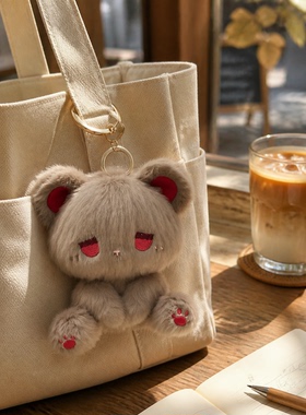 emo小猫毛绒玩偶挂件呆萌可爱异瞳黑猫公仔包包挂饰女生生日礼物
