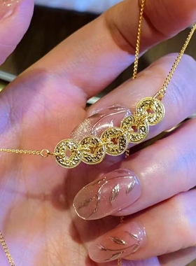 新中式五帝钱纯银盘缠铜钱手链