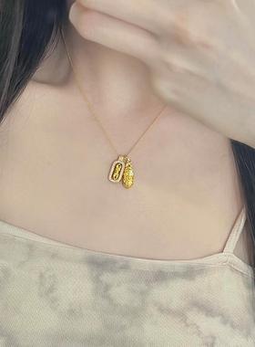 韦雪同款金刚杵貔貅项链女高级秋冬珍珠项链锁骨毛衣链女复古高级