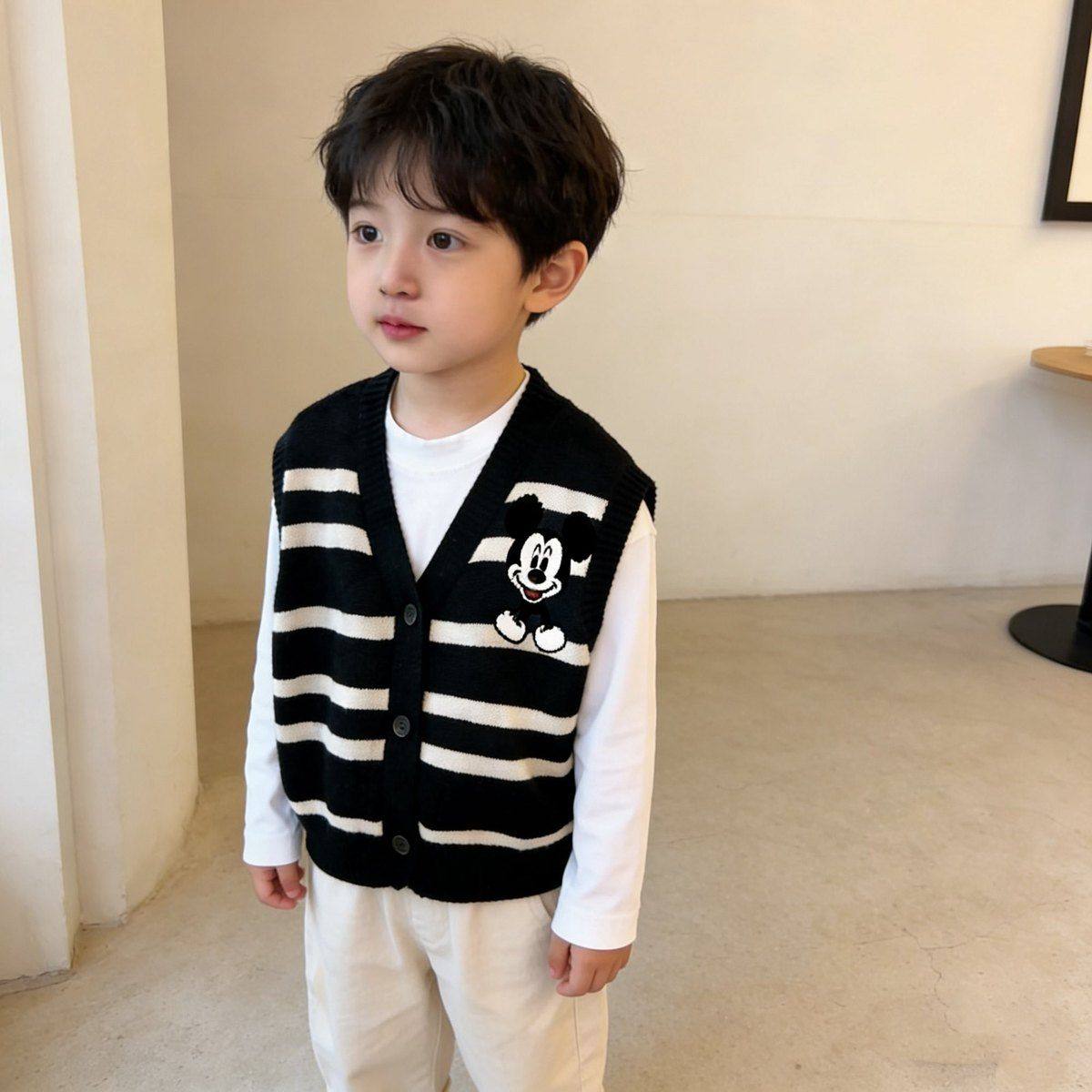 儿童毛衣2026秋冬季男女童条纹马甲童装日系潮牌小熊针织背心开衫,淘宝优惠券,粉丝福利购,淘宝优惠卷