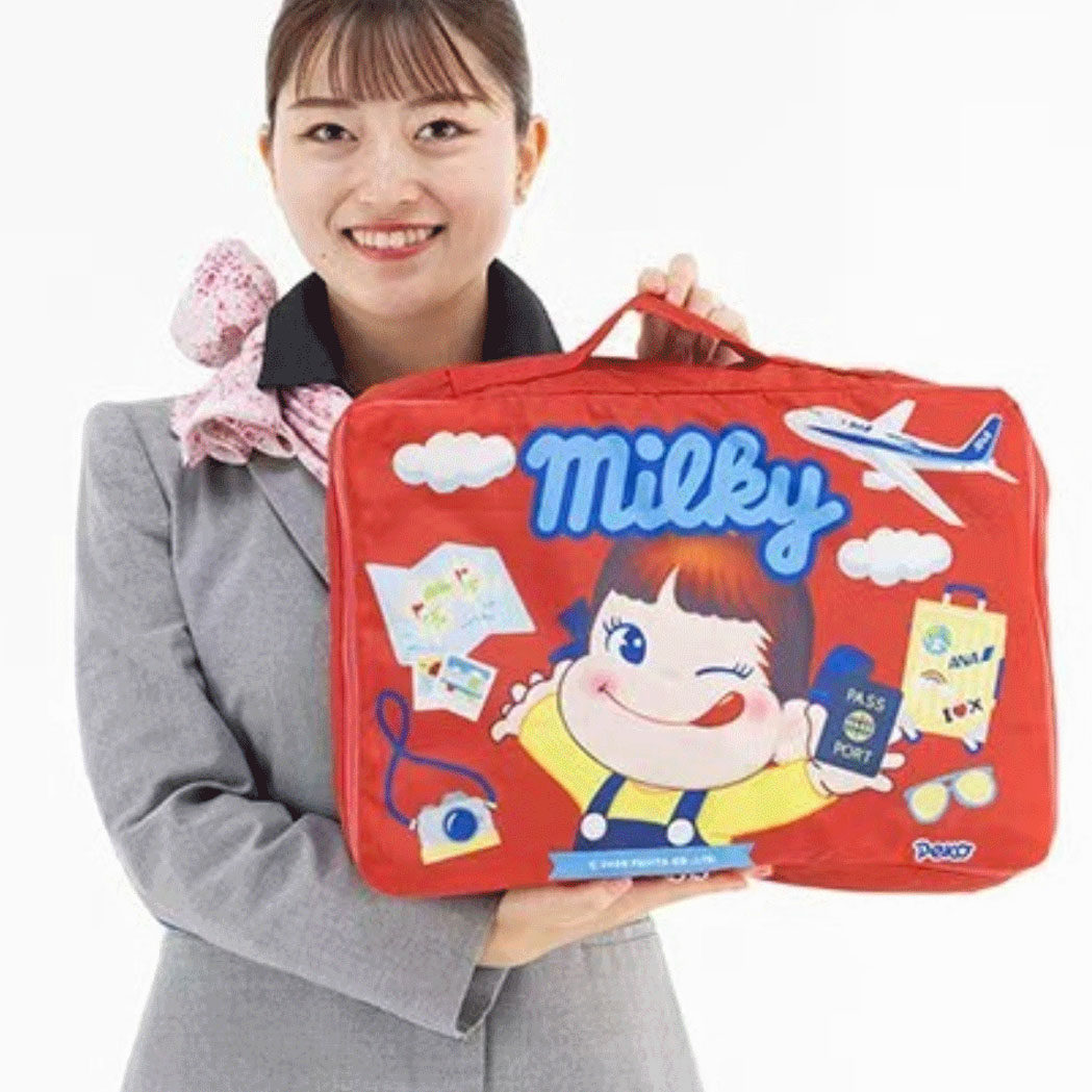 日系可爱牛奶妹行李箱分装收纳包双层大容量可折叠手提收纳袋礼物,淘宝优惠券,粉丝福利购,淘宝优惠卷