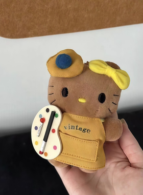 日本PeerEx夏威夷黑皮kitty包包挂件毛绒玩偶公仔书包挂饰送礼物